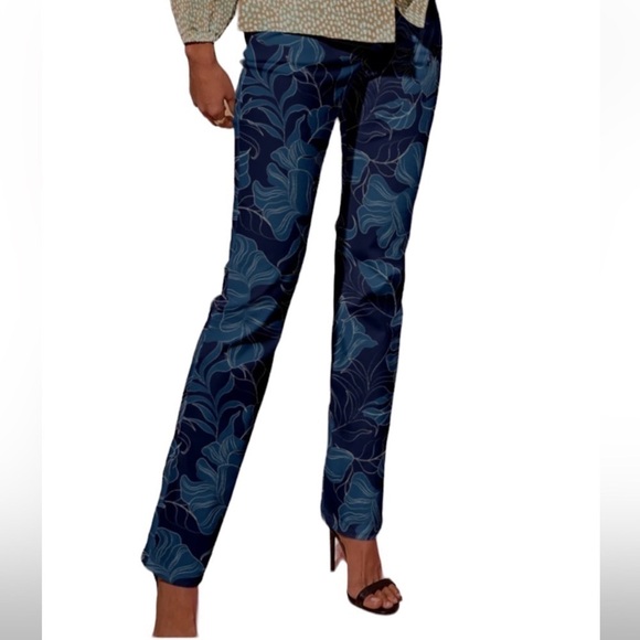 Tucker NYC Midnight Peony Stretch Organic Cotton Twill 5 Pocket Style Zipper Fly - Picture 3 of 15